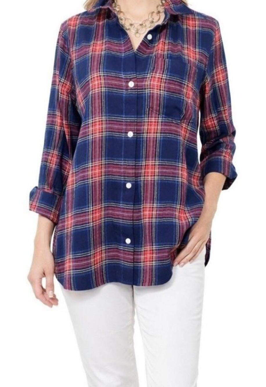 Old Navy Plus XXL The Classic Shirt Plaid Button Front Top